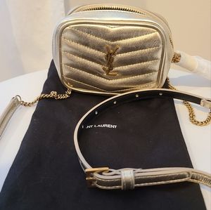 Saint Laurent Lou Baby YSL Metallic Quilt Belt Bag